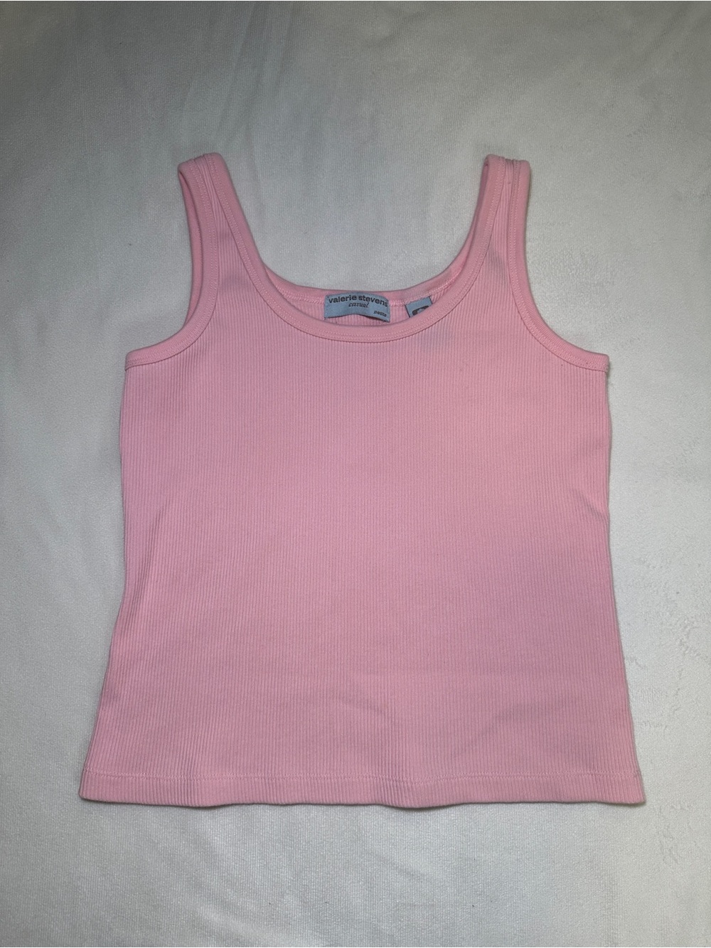 Valerie Stevens Pink Ribbed Cotton Tank Top Petite Medium Y2K